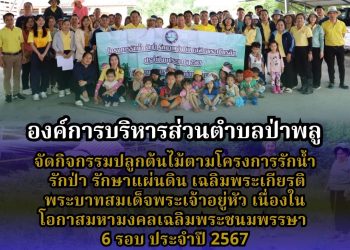 องค์การบริหารส่วนตำบลป่าพลู จัดกิจกรรมปลูกต้นไม้เฉลิมพระเกียรติฯ ตามโครงการรักน้ำ รักป่า รักษาแผ่นดิน เฉลิมพระเฉลิมพระเกียรติพระบาทสมเด็จพระเจ้าอยู่หัว เนื่องในโอกาสมหามงคลเฉลิมพระชนมพรรษา 6 รอบ 28 กรกฎาคม 2567