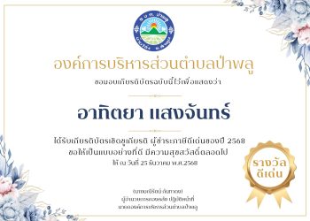 องค์การบริหารส่วนตำบลป่าพลู ขอยกย่องผู้ชำระภาษีดีเด่น ประจำปี 2568
